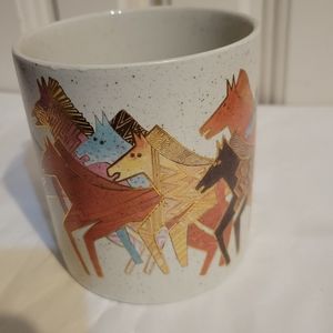 Laurel Burch "NATIVE HORSES" Speckled MUG Cup 1990